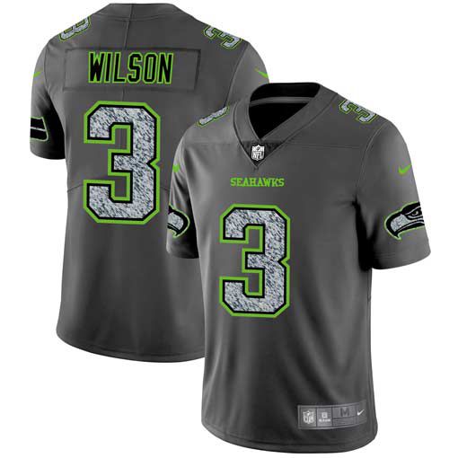 Men Seattle Seahawks #3 Wilson Nike Teams Gray Fashion Static Limited NFL Jerseys